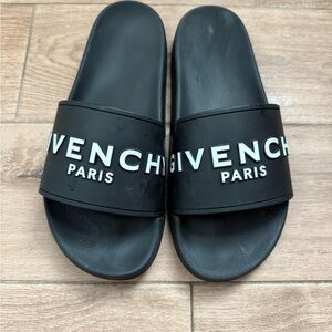 Givenchy Black Slides with White Logo